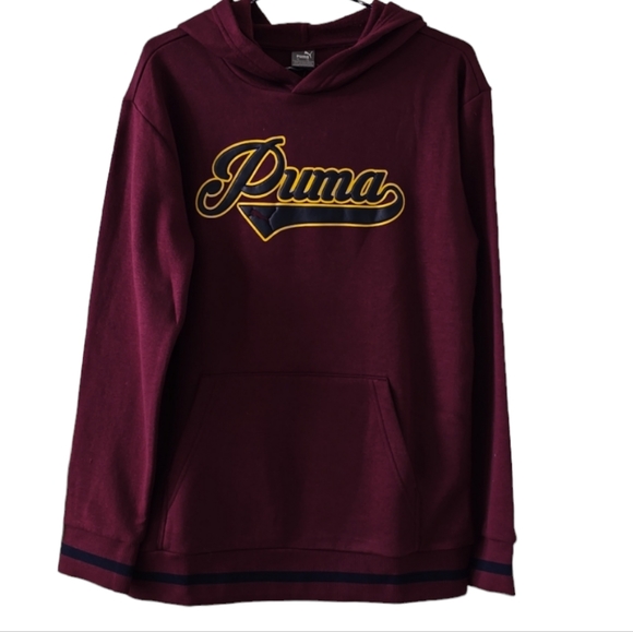 PUMA BRAND SIGNATURE BOYS PULLOVER BURGUNDY HOODIE SIZE LARGE - Picture 1 of 12